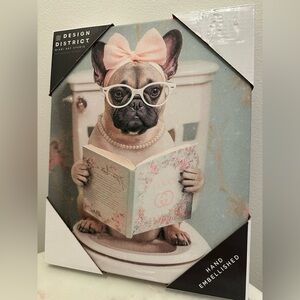 NWT Design District Pug Dog Gucci Inspired Canvas Wall Decor, 9x11”